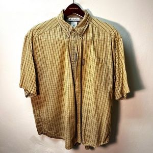 Columbia short-sleeve shirt in beige plaid - XL.